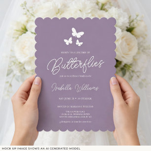 Purple A Lifetime of Butterflies Bridal Shower Invitation