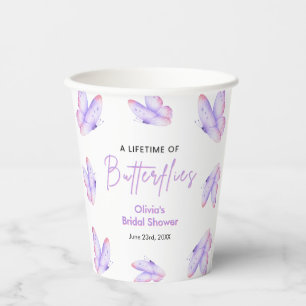 Purple A Lifetime of Butterflies Bridal Shower Paper Cups