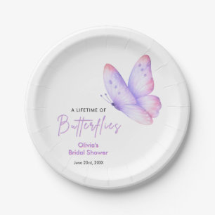 Purple A Lifetime of Butterflies Bridal Shower Paper Plate