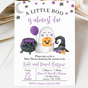 Purple A Little Boo Baby Shower Invitation