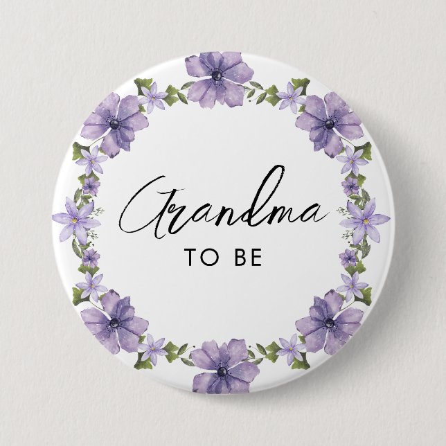 Purple A Little Wildflower Grandma to be Button (Front)