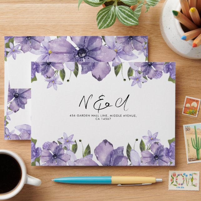 Purple A Little Wildflower Is On The Way Script En Envelope (Desk)