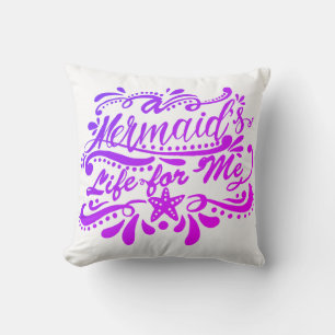 Purple A Mermaid's Life For Me Seashells Cushion