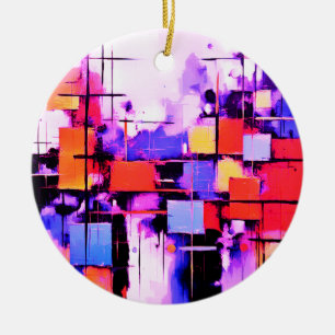 Purple Abstract Art 108 Ceramic Tree Decoration