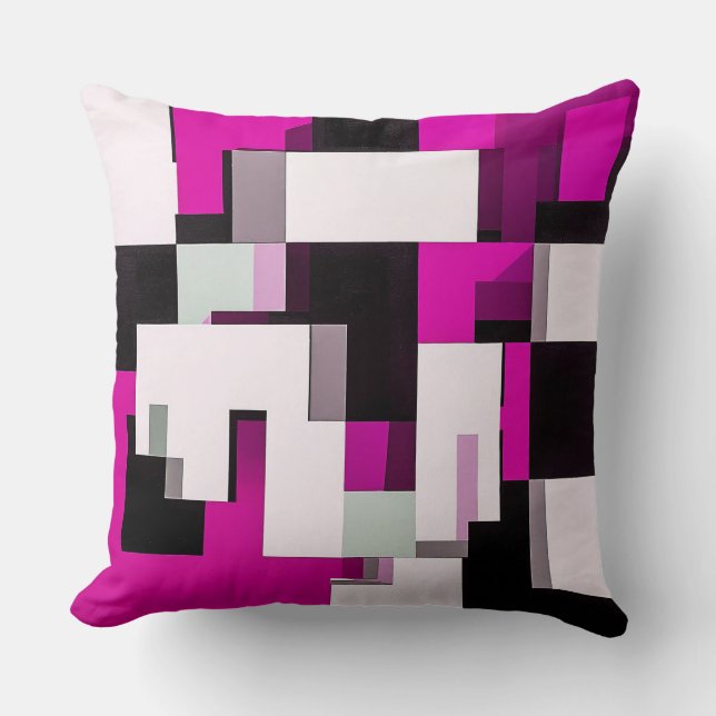 Purple abstract blocks cushion (Front)