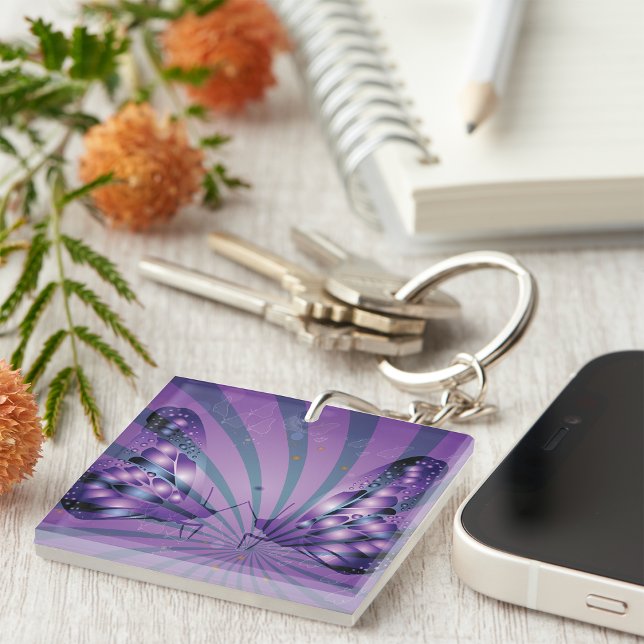 Purple Abstract Butterfly with Radiant Wings Key Ring (Creator Uploaded)