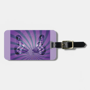 Purple Abstract Butterfly with Radiant Wings Luggage Tag