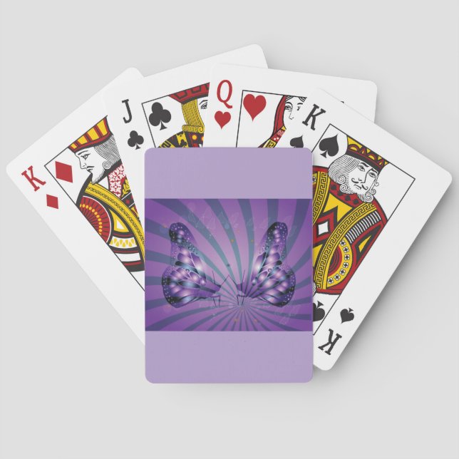 Purple Abstract Butterfly with Radiant Wings Playing Cards (Back)