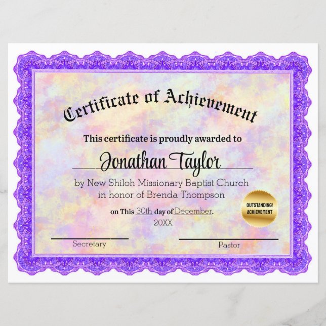 Purple Abstract Certificate of Achievement (Front)