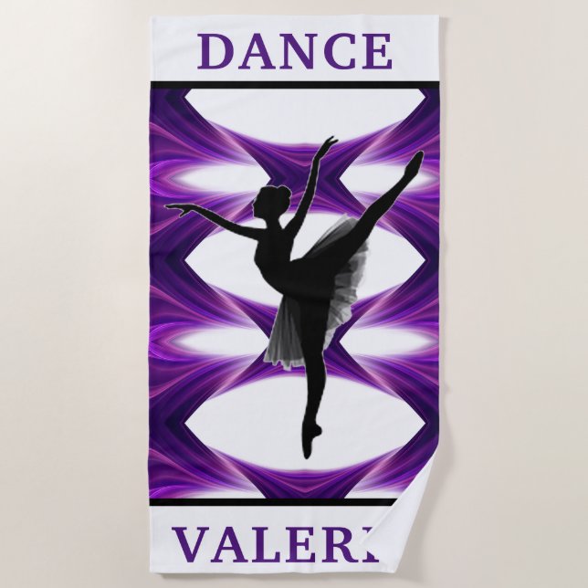 Purple Abstract Dance Beach Towel (Front)