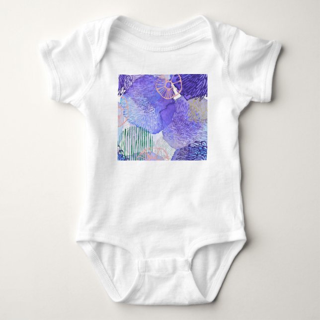 Purple Abstract Design Baby Bodysuit (Front)