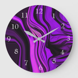 Purple Abstract Design Large Clock