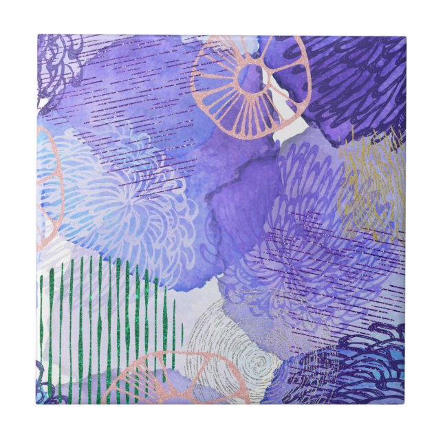 Purple Abstract Design Tile (Front)