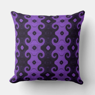 Purple Abstract Diamond Eye Curls Pattern Pillow 2