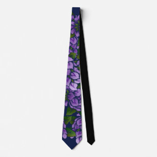 Purple Abstract Floral Art Tie