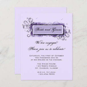 Purple Abstract Floral Engagement Party Invitation