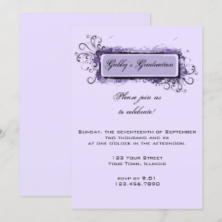 Purple Abstract Floral Graduation Party Invitation