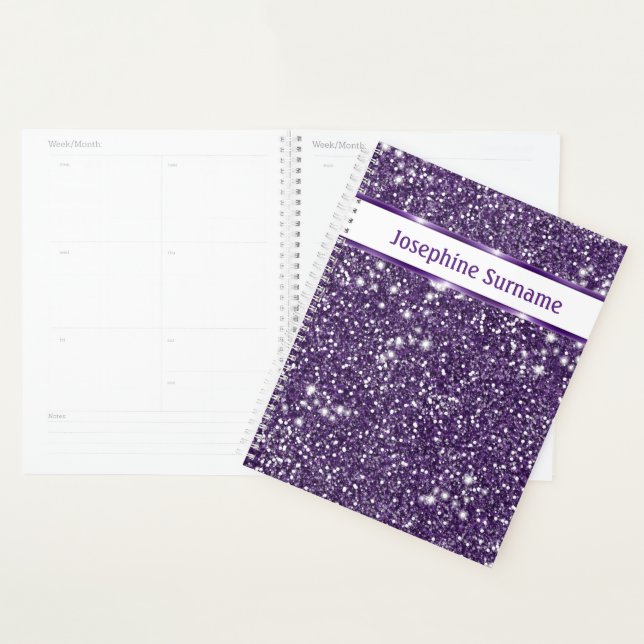 Purple Abstract Glitter Look Texture & Custom Text Planner (Display)