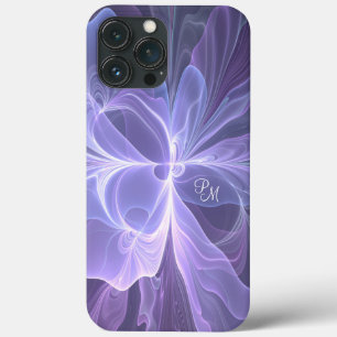Purple Abstract Modern Fractal Art Initials iPhone 13 Pro Max Case