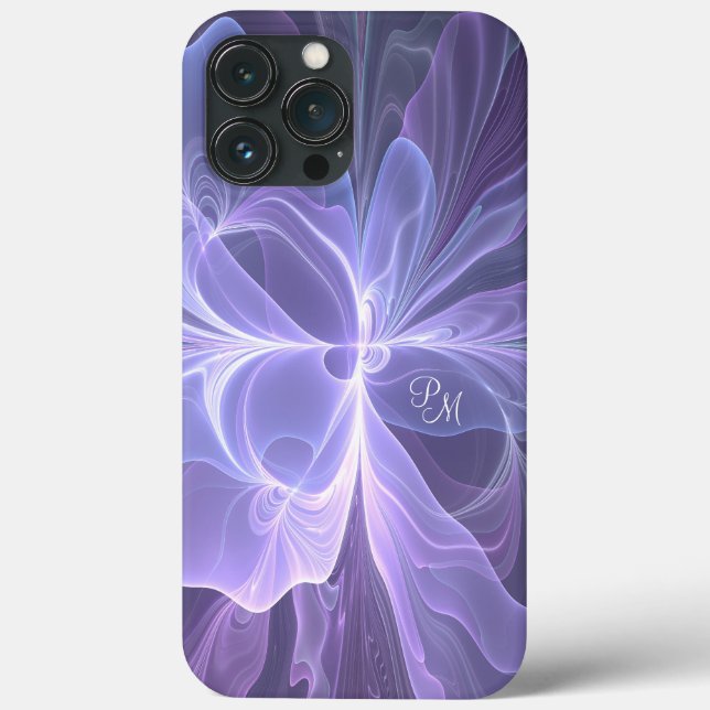 Purple Abstract Modern Fractal Art Initials Case-Mate iPhone Case (Back)