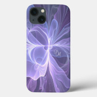 Purple Abstract Modern Fractal Art Initials