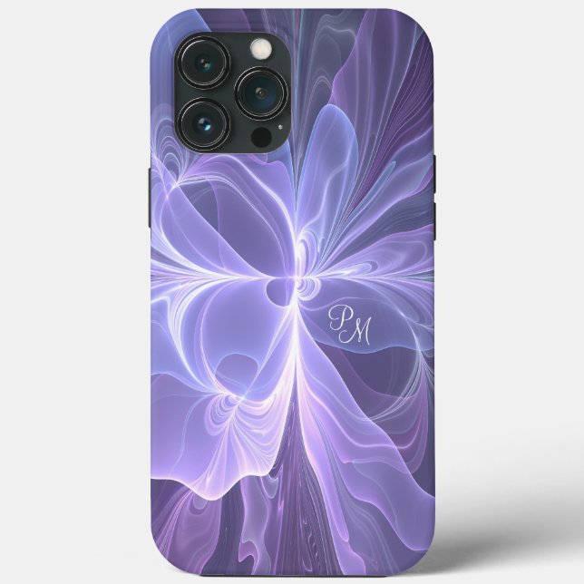 Purple Abstract Modern Fractal Art Initials Case-Mate iPhone Case (Back)