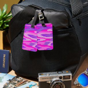 Purple Abstract Print Luggage Tag