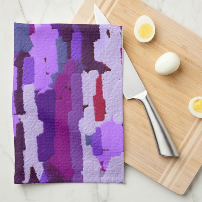 Purple Abstract Tea Towel (Quarter Fold)