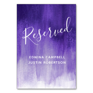 Purple abstract wash modern art table reserved number