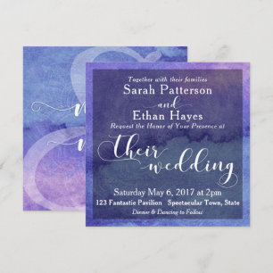 Purple Abstract Watercolor Paint & Mandala Wedding Invitation