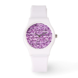 Purple Abstract Watercolor Stripes Watch