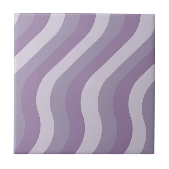 Purple Abstract Wavy Stripe Pattern Modern  Tile (Front)