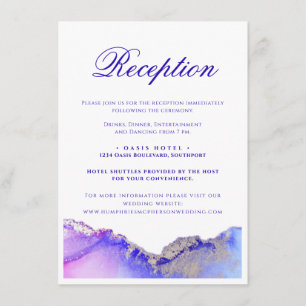 Purple Abstract Wedding Reception Directions Enclosure Card
