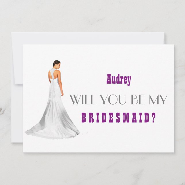 Purple Abstract Will you be my Bridesmaid? Invitation (Front)