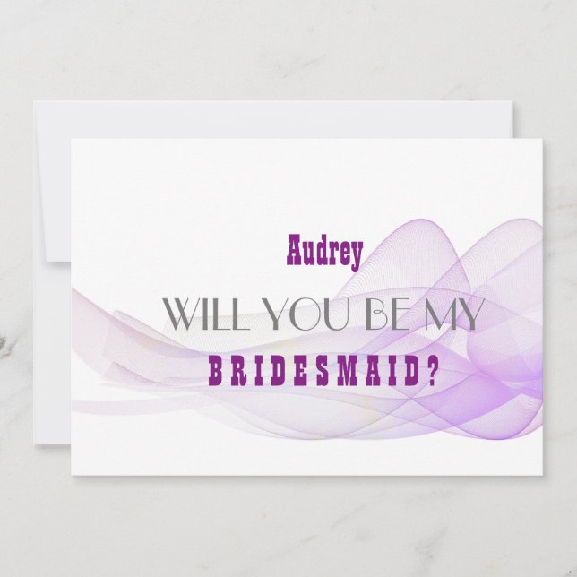 Purple Abstract Will you be my Bridesmaid? Invitation (Front)