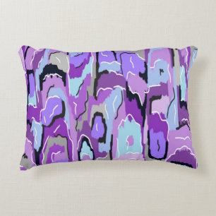 Purple Abstract with Blue and Black Accents Decorative Cushion