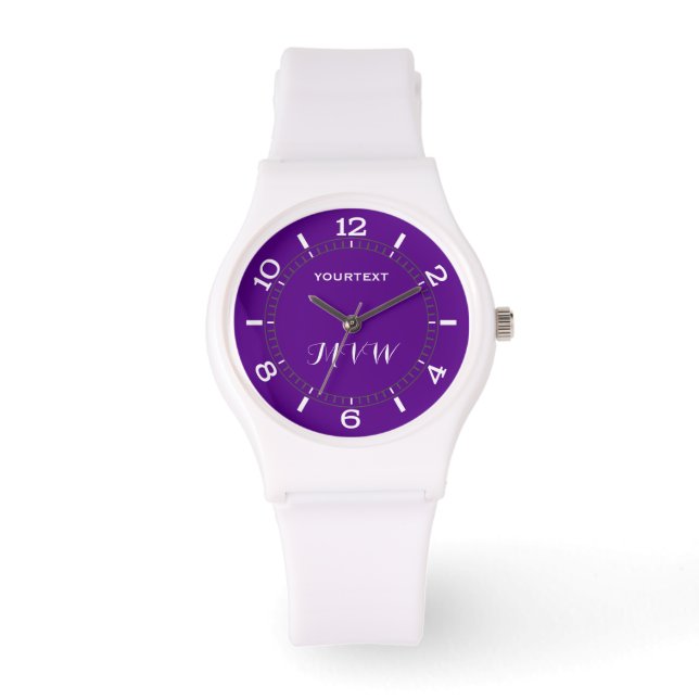 Purple Accent Colour Decor Personalised Watch (Front)