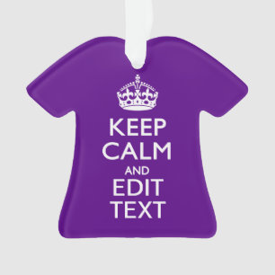 Purple Accent Keep Calm And Your Text Easily Ornament