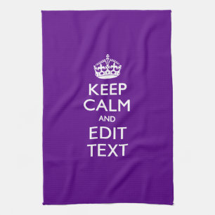 Purple Accent Keep Calm And Your Text Easily Tea Towel
