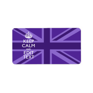 Purple Accent Keep Calm And Your Text Union Jack Label