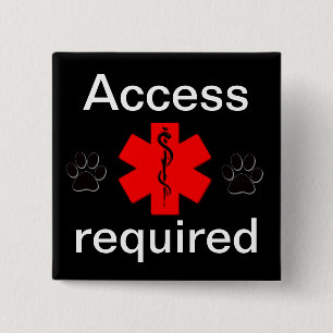 Purple access required medical alert 15 cm square badge