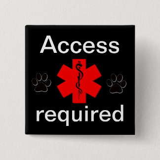 Purple access required medical alert 15 cm square badge