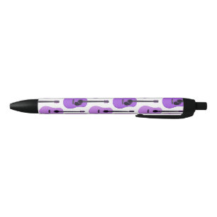 Purple Acoustic Guitars Pattern Black Ink Pen