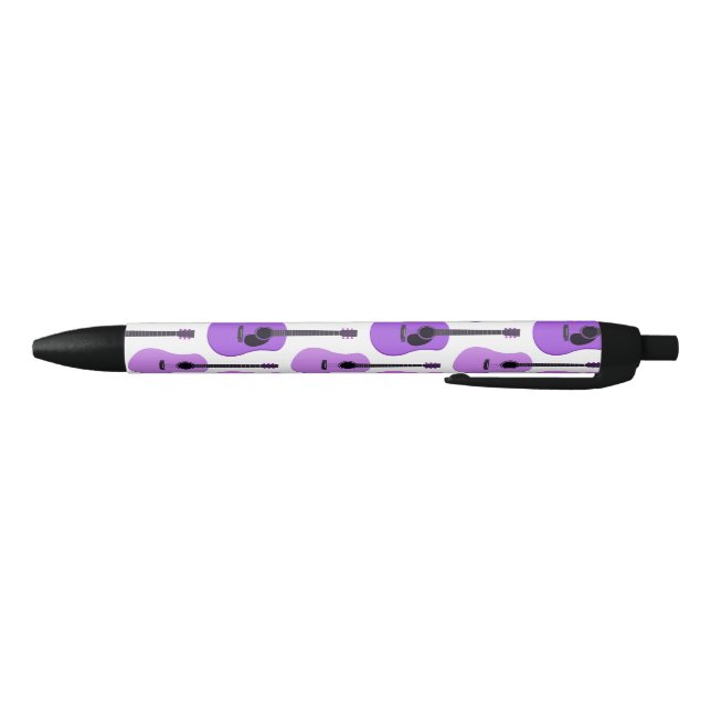 Purple Acoustic Guitars Pattern Black Ink Pen (Bottom)