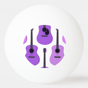Purple Acoustic Guitars Pattern Ping Pong Ball
