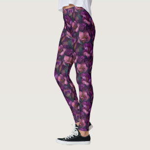 Purple Active Wear Amaryllis Sparkle Mother'S Day Leggings