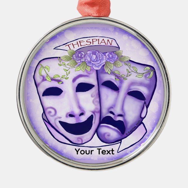 Purple Actor Masks Metal Tree Decoration (Front)