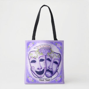Purple Actor Masks Tote Bag