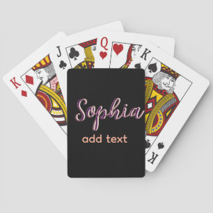purple add name girl boss text black elegant playing cards