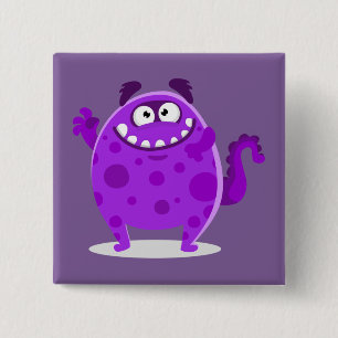 Purple Adorable Monster 15 Cm Square Badge